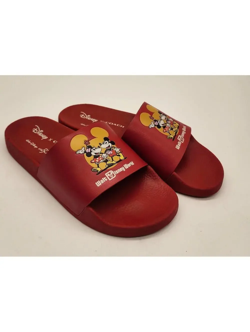 New Coach x Disney Slide Red Mickey Mouse And Minnie Mouse Disney World 7